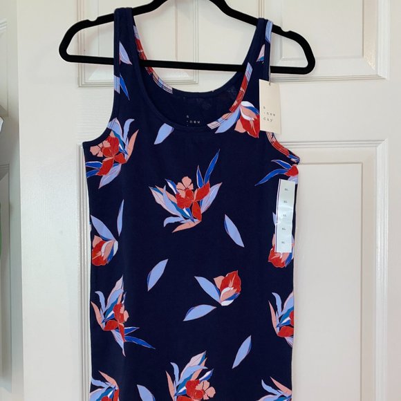 a new day Tops - A New Day Navy Blue Floral Summer Tank Size XL